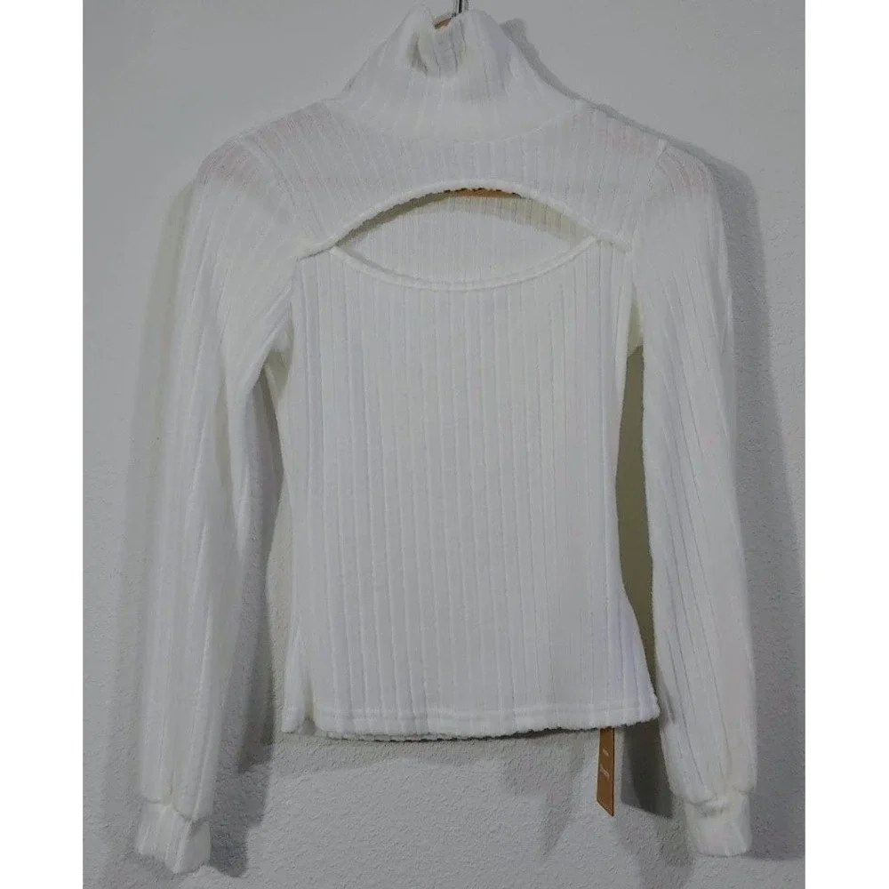 Shein Ribbed Turtleneck XS‎ Long Sleeve NWT Cutout Top Elegant Basic Layering Lq